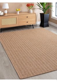 Resim Saraz Halı Srz-0503 Jüt Tabanlı Hasır Dokuma Örme Bohem Antialerjik Halı Kilim Balık Sırtı Kahverengi 