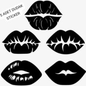Resim 5 Li Set Dudak Işyeri Kuaför Makyaj Göz Yüz Sticker 