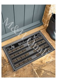 Resim Welcome Hoş Geldiniz Kapı Önü Paspası Gri Rengi 