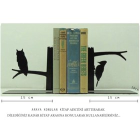Resim Figured Decorative Metal Book Holder, Book Support, Book Organizer, Gift Black cat, Bike, Elephant Ballerina, Giraffe, Reading - Birds 