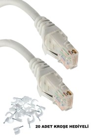 Resim usin 15 Metre Cat6 Lan Internet Data Modem Kablosu (cat 6 Ethernet Modem Rj45 Uçlu Jacklı Network Adsl) 