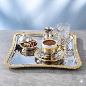 Resim Dgn Başak Model Gold Kenarlı İtalyan Sunum Tepsisi 21x18,5 Cm Altın - Gümüş 