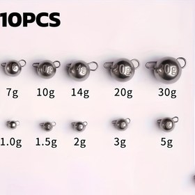 Resim Balıkçılık ekipmanları için 10 adet yuvarlak kurşun batırıcı seti, dahilinde 2g/4g/6g/8g kurşun başlık ölçüleri 