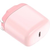 Resim Adaptör Taşınabilir Katlanabilir Fiş 20 W Telefon Şarj Duvar Şarj iPhone Uyumlu 12 Pembe 