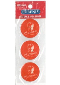 Resim Rubenis Sticker Atatürk & Atatürk İmzası Figürlü 3'lü 1 Pak 3 Cm 