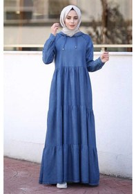 Resim Neways 6531-Kapüşonlu Reglan Kollu Elbise Koyu Mavi 