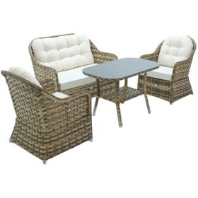 Resim Radiance Rehome Rattan Bahçe Oturma Grubu 2+1+1+ Sehpa Açık Kahverengi 