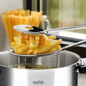 Resim Nehir Nehir Sade Süzgeçli Kızartma Maşası - Gri - 30 cm 