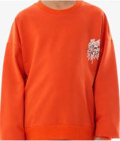 Resim İrem Erkek Çocuk /kız Çocuk Önü Arkası Here Yazı Desenli Turuncu Renk Sweatshirt 