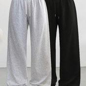 Resim 2 Adet Kadın Günlük Pantolon, Basit İpli Joggerler İlkbahar/Yaz/Sonbahar Geniş Paça Ev Giyimi 