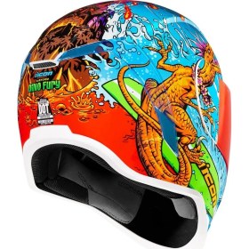 Resim Icon Airform Dino Fury Mıps Kapalı Motosiklet Kaskı Mavi Yeşil Turuncu 
