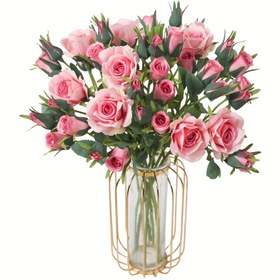 Resim 1 Dal, 5 Başlıklı Yapay Gül, Yapay Gül, Sahte Çiçek Dekorasyonu, Düğün Dekorasyonu, Anneler Günü Hediyesi, Oda Dekorasyonu 