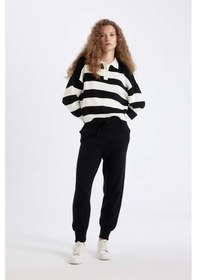 Resim Defacto Jogger Triko Pantolon Cepli Basic Düz Beli Lastik Bağcıklı R1701AZ24WNBK27 Siyah 