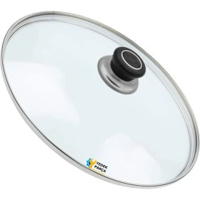 Resim Tencere Sahan Tava Cam Kapağı Kapak 22 cm Siyah Tutma Tepesi 