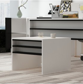 Resim Givayo Mobilya Orion Ofis Sehpa Siyah Beyaz 