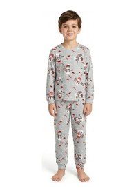 Resim Zuzunga Unisex Yılbaşı Temalı Cute Kardan Adam Desenli Çocuk Pijama Takımı Gri 