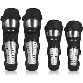 Resim Moveevo Motorsiklet, Bisiklet, Kayak İçin Paslanmaz Çelik Korumalı Diz Ve Dirsek Koruyucu 4'lü Set Nfs-134 Çok Renkli 