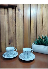 Resim New Retro Porselen 2'li Kahve Fincanı Takımı 80 Ml Siyah 