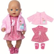 Resim 43 cm / 17 inç için uygun Pembe Takım Elbise + Çorap Bebek Kıyafetleri, bebek dahil değildir 