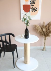 Resim woodywood 60 Cm Yemek Masası Yuvarlak Beyaz Ahşap Model Mutfak Ofis Masası Çalışma Masası Balkon Özel Tasarım 