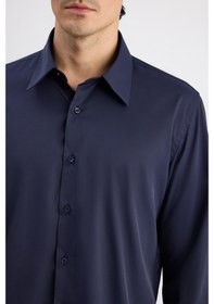 Resim Twn Slim Fit Lacivert Düz Travel Gömlek 6ef02ad10288m Çok Renkli 