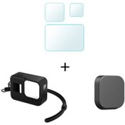 Resim Gb-06-koruyucu Silikon Kılıf Gopro Hero 8 Siyah Temperli Cam Ekran Koruyucu Film Lens Kapatma Başlığı Go Pro 8 Aksesuarı 