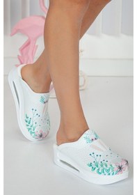 Resim 20Tasarımterlik Beyaz Tavşan Temalı Ortopedik Airmax Sabo Terlik Çok Renkli 