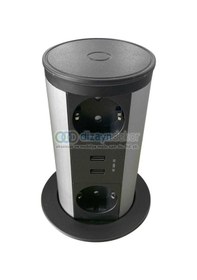 Resim Mat Siyah Usb Hızlı Şarjlı Tower Line Amortisörlü Bas-aç Priz Sistemi 