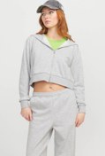Resim JXALFA REG LS EVERY LOGO GRI MELANJ Kadın Fermuarlı Sweatshirt Jjxx