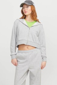 Resim JXALFA REG LS EVERY LOGO GRI MELANJ Kadın Fermuarlı Sweatshirt 