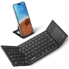Resim Samsers Dokunmatik Yüzeyli Katlanabilir Bluetooth Klavye Black-62873 