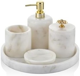 Resim setabianca EVZA MERMER BANYO SETİ LOTUS BEYAZ 