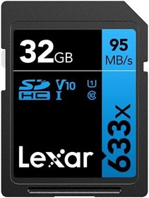 Resim 32GB Lexar Professional 633x SDHC UHS-I cards, up to 95MB/s read 20MB/s write C10 V10 U1 