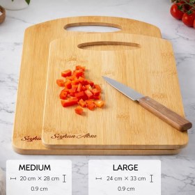 Resim Bk Gift Stark 2’li Bambu Kesme Tahtası Seti 28X20 cm - 33X24 cm Doğal Bambu Doğrama Tahtası 