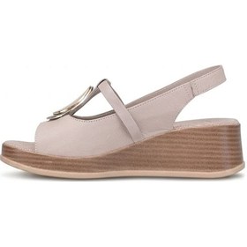 Resim Mammamia D26ys-5045 Kadın Hakiki Deri Dolgu Topuk Sandalet Gri 