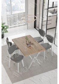Resim Avvio Lionel Beyaz Elma Sandalye 80x120 Yemek Masası Mutfak Masası 4 Kişilik Masa Sandalye Takımı Akça 