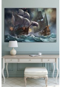 Resim Yelkenli Gemiler Deniz Sanatsal Kanvas Tablo 90 x 60 