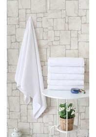 Resim Otel Tipi 6'lı 70x140 Banyo Havlusu Beyaz - Aknc-65822 Renkli 
