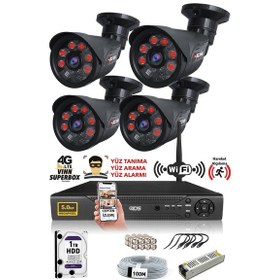 Resim IDS DS-2015HD-SET4-1TB-BLACK 4 Kameralı 1080P Full HD 5 MP Sony Lensli Kamera Seti - 2015 