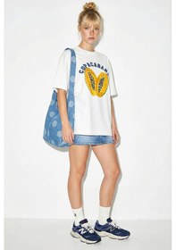 Resim Shade Kadın Pamuk Bisiklet Yaka Papaya Baskılı Oversize T-shirt Öt261006 60286080 - Beyaz Standart 