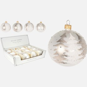 Resim Yılbaşı Ağacı Topu Ağaç Figürlü 8 cm 