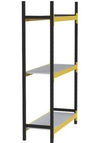 Resim 3 Katlı Tekli Midi Rack - Ekonomik Depo, Arşiv, Kiler Rafı Siyah-turuncu-35x90 Cm-100 Cm Çok Renkli 