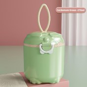 Resim 1 adet Tekrar Kullanılabilir Yuvarlak Plastik Bebek Maması Saklama Kabı, Çıkarılabilir Kapağı ile, Elle Yıkanabilir, Kardamom Yeşili - 270ml 