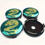 Resim Xuweiwei 4 Adet 2.36 İnç 60mm Yeşil Alüminyum Jant Kapağı Dragon Desenli Snap-on Fit 