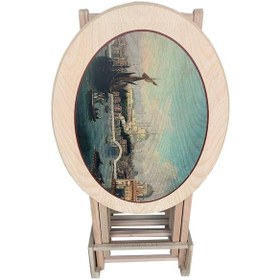 Resim Oval Çanta Zigon Sehpa 4'Lü Resimli-Boyasız(Hâm)Tamamı Ahşap 