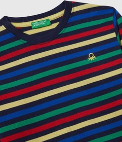 Resim Benetton Erkek Bebek Çizgili Uzun Tshırt SiYAH 