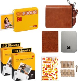 Resim Mini 3 Retro - Taşınabilir Fotoğraf Yazıcısı( Kare 8x8cm Baskı - Sarı ) BUNDLE Kodak