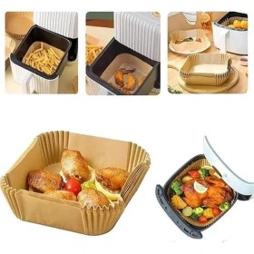 Resim AyrStore Airfryer Pişirme Kağıdı, Fritöz Yağlı Kağıdı, Yanmaz Kağıt 50 Adet (Kare) 
