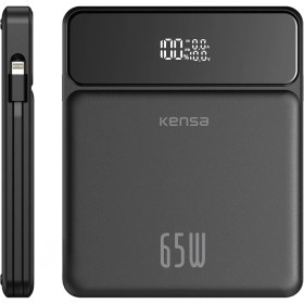 Resim Kensa 65W Kendinden Kablolu Turbo Hızlı Şarj Power Bank Macbook & Notebook Şarj Eder 65 Watt 20,000 Mah 