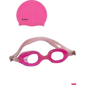 Resim Avessa 2'li 2323 Çocuk Yüzücü Gözlüğü Havuz Seti + Bone Pembe Beyaz 